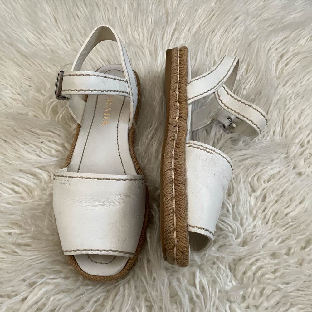 White Prada Espadrille Sandals